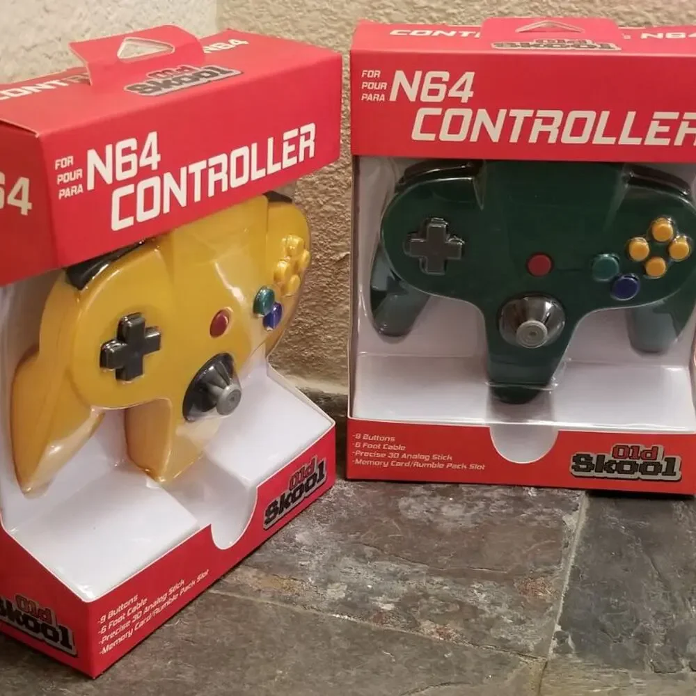 2 N64 Controllers - Green & Yellow (NEW) - Nintendo - Nintendo64 - Old Skool